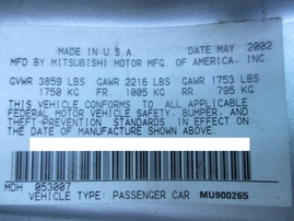 2003 MITSUBISHI ECLIPSE RS SILVER 2.4L AT 173809